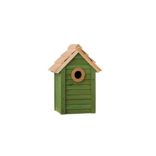 IB Laursen Vogelhaus grün m/naturfarbigem Dach Loch Ø:32 mm, Reinigungsklappe auf der Seite von IB Laursen