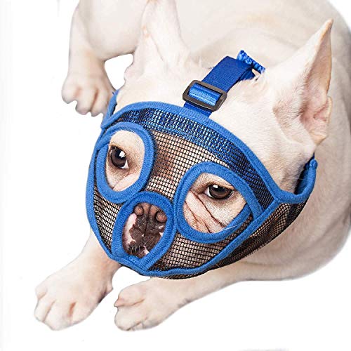 Maulkorb Hunde kurzer Schnauze Bulldogge Maulkörbe Englische Französische Bulldogge Atmungsaktiv Einstellbar Hundemundabdeckung zum Kauen Training Hundemaske Anti-Beißen Bellen Essen Maulkorb von IBLUELOVER
