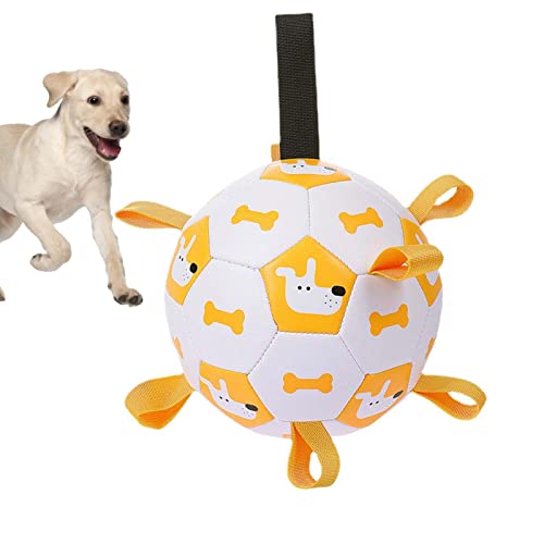 IBUGER Hund Fußball Spielzeug | Hundetraining Fußball mit Haltegurten | Trainingszubehör für mittlere und große Hunde, Haustierzubehör für Aggressive Kauer von IBUGER