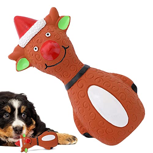 IBUGER Santa quietschendes Hundespielzeug, Quietschender Weihnachtsschneemann Elch Weihnachtsmann Kauspielzeug, Robustes Welpenzahnreinigungs-Gummispielzeug für saubere Zähne Molarenstock von IBUGER