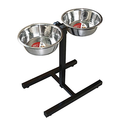 ICA CAR2210 Doppelnapf aus Edelstahl, verstellbar, für Hunde, 2 Näpfe von 21 cm, 1,9 l, maximale Höhe 40 cm von ICA