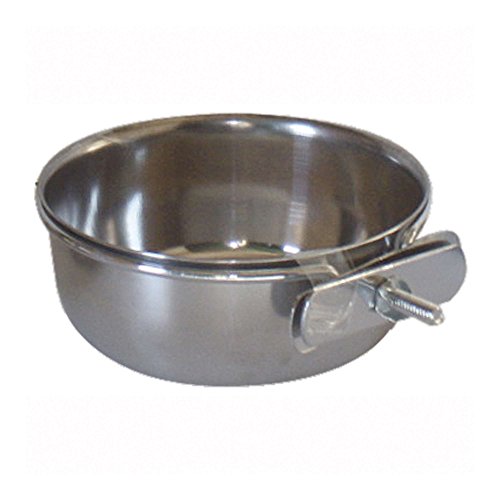 ICA CAP1080 Futterstation aus Edelstahl mit Taube und Ring, Aufhänger für Vögel oder Käfige, Hunde und Katzen, 8 cm, 100 ml von ICA