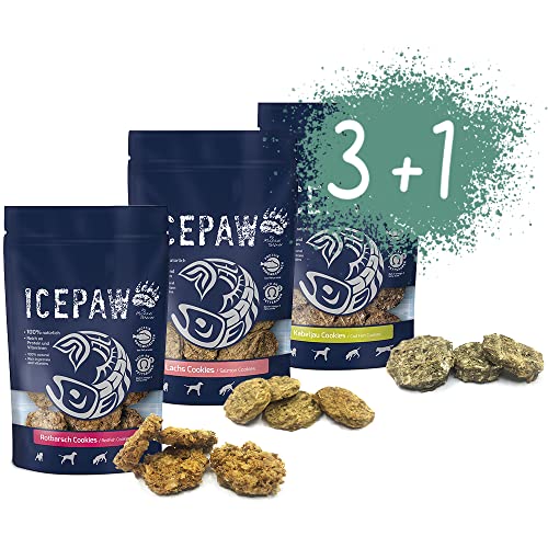 ICEPAW 3 + 1 Aktion I Fisch Cookies I 100 g I Snacks für Hunde I Lachs, Rotbarsch & Kabeljau Cookies von ICEPAW by Michael Tetzner