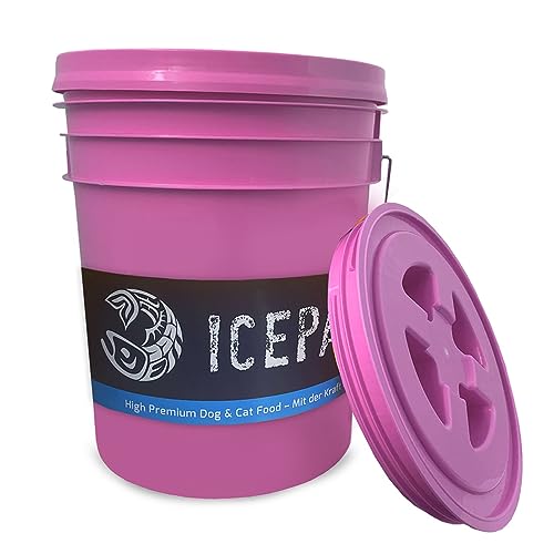 ICEPAW Futtereimer mit Drehdeckelverschluss I Pink von ICEPAW by Michael Tetzner