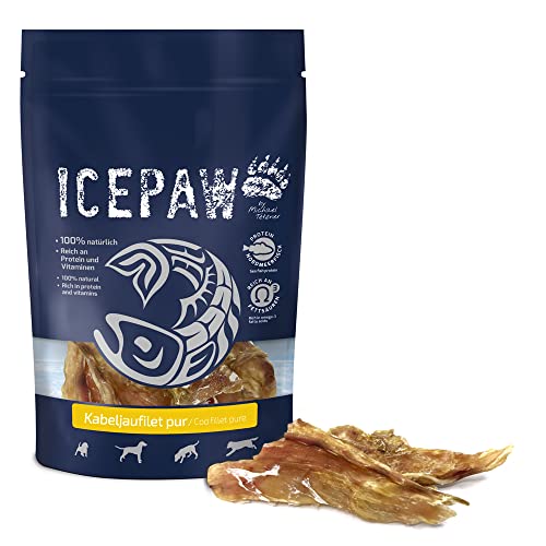 ICEPAW I Kabeljaufilet pur I 150 g I besonders fettarmer Snack für Hunde I getreidefrei von ICEPAW by Michael Tetzner
