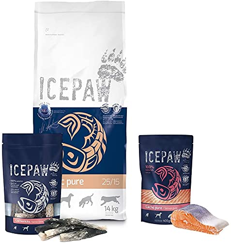 ICEPAW I Kombipaket für Hunde I High Premium Trockenfutter Nordic Pure (14 kg) I Feuchtfutter Lachs Pure (400 g) I Lachssticks (100 g) von ICEPAW by Michael Tetzner