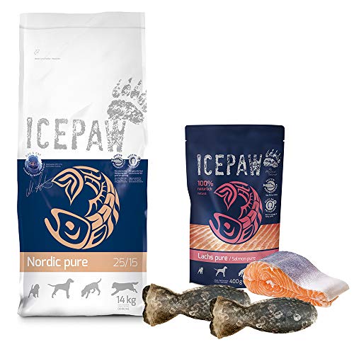 ICEPAW I Kombipaket für Hunde: Nordic(14kg), Lachs Pure(100g), Lachskauknochen(2X) von ICEPAW by Michael Tetzner