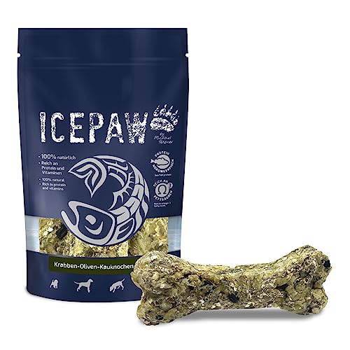 ICEPAW I Krabben-Oliven-Kauknochen I 4 Stück (ca. 240 g) I Fisch Snack für Hunde I natürliche Zahnpflege von ICEPAW by Michael Tetzner