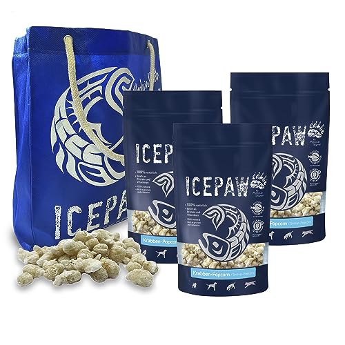ICEPAW I Krabben-Popcorn für Hunde (3 x 90 g) & ICEPAW Tasche von ICEPAW by Michael Tetzner