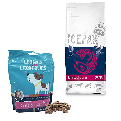 ICEPAW Kombipaket für Hunde I High Premium Trockenfutter I United Pure 14 kg I Hering und Reis I Leonies Leckerlies 125 g von ICEPAW by Michael Tetzner