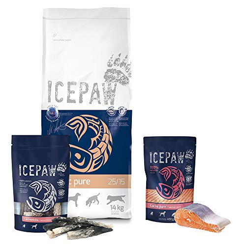 ICEPAW Kombipaket für Hunde I High Premium Trockenfutter Nordic Pure (14 kg) I Feuchtfutter Lachs Pure (400 g ) I Lachssticks (200 g) von ICEPAW by Michael Tetzner