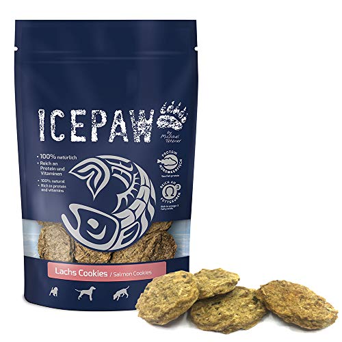 ICEPAW Lachs Cookies, Gebackener Snack zur Belohnung aus Lachs und Kabeljau für Hunde, 100 g von ICEPAW by Michael Tetzner