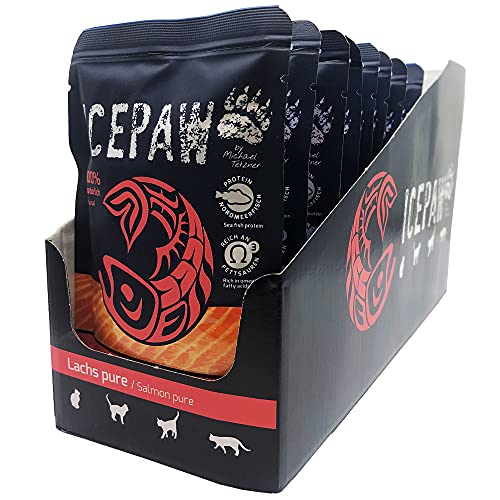 ICEPAW Lachs Pure I High Premium Feuchtfutter für Katzen I Mit Lachs I Display á 12 x 85 g I Pouchbeutel I Getreidefrei von ICEPAW by Michael Tetzner