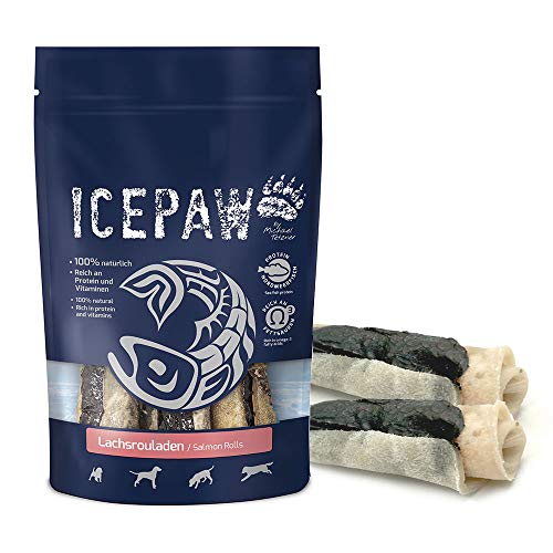 ICEPAW Lachsrouladen, Snack für Hunde aus Lachshaut und Rinderhaut, 3 STK. von ICEPAW by Michael Tetzner
