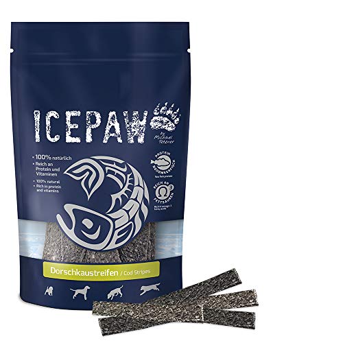 ICEPAW Dorschkaustreifen für Hunde I Snack für Hunde I aus 100% Dorsch I 15 Stück von ICEPAW by Michael Tetzner