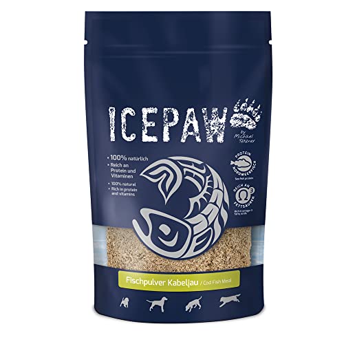 ICEPAW Fischpulver Kabeljau, Getrockneter und gemahlener Kabeljau für Hunde, 200 g von ICEPAW by Michael Tetzner