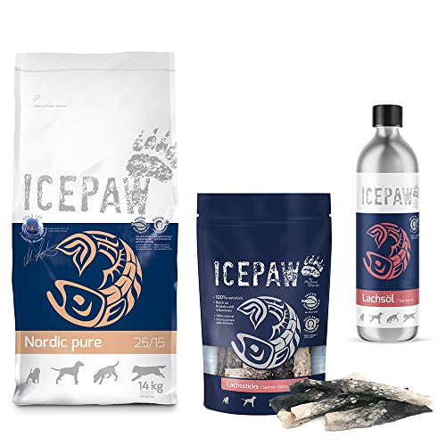 ICEPAW Kombipaket für Hunde: Trockenfutter Nordic(14kg), Lachsöl(500ml), Lachssticks (100g) von ICEPAW by Michael Tetzner