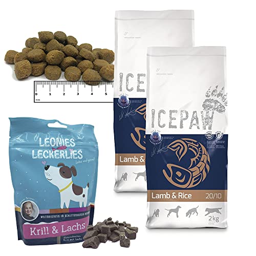 ICEPAW Lamm und Reis Kombipaket für Hunde: 2 x 2 kg Lamm und Reis + Leonies Leckerlies 125 g von ICEPAW by Michael Tetzner