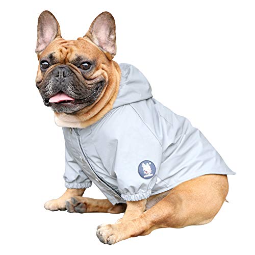 ICHOUE Reflektierende Sicherheitsjacken für Hunde, wasserdicht, aus hochreflektierendem Stoff, hält Hunde nachts sichtbar und sicher für die Nacht, Boston Terrier, silberfarben/Größe XL von ICHOUE