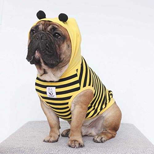 iChoue Bienen-Hundekostüme Hoodie ärmellos Kleidung Hemd Pullover für Französische Bulldogge Mops Boston Terrier - Schwarz und Gelb Biene/L Plus von ICHOUE