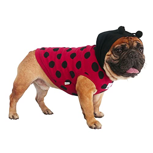 iChoue Daily Wear Ladybug Hoodies, niedliche Hundekostüme für Halloween Weihnachten, Outfits für mittelgroße Hunde, ärmellose Pullovershirts, Kleidung für französische englische Bulldogge, Mops, von ICHOUE
