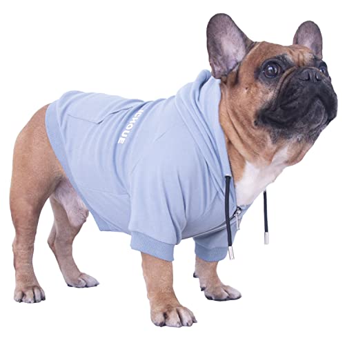 iChoue Exklusiver Luxus-Sweatshirt für mittelgroße Hunde, weich, englische Bulldogge, Blau/Größe XL von ICHOUE
