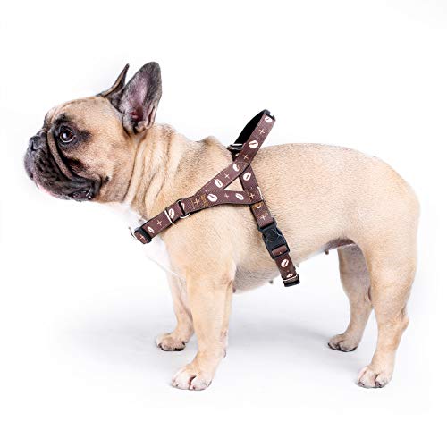 iChoue Hundegeschirr, einfaches An- und Ausziehen, 2 Leinenbefestigungen, verstellbar, leicht, für kleine und mittelgroße Hunde, Größe M, Kaffeebohne von ICHOUE