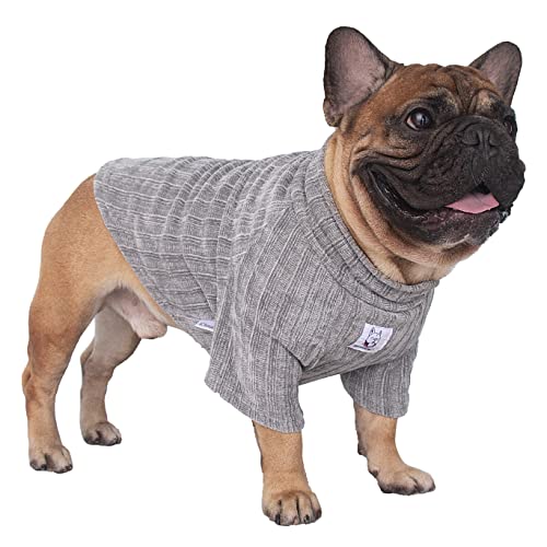 iChoue Hundepullover mit Rollkragen für die kalte Jahreszeit, für Englische Bulldogge, Boston Terrier, Cord, silberfarben/Größe XL von ICHOUE