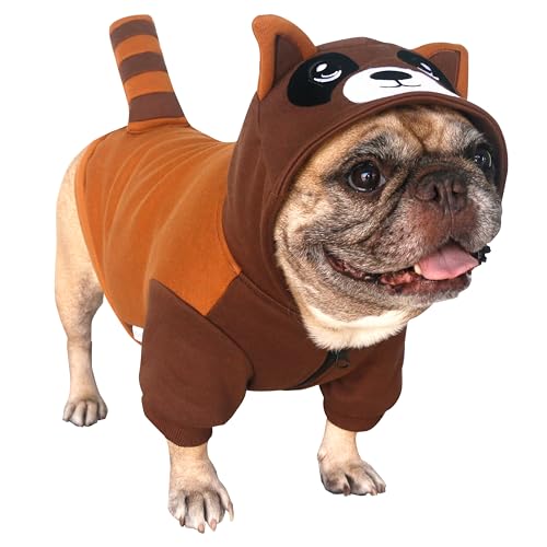 iChoue I am a French Bulldog Waschbär-Kostüm, für mittelgroße Hunde, kaltes Wetter, Wintermäntel, Frenchie, Englischer Mops, Pitbull, Boston Terrier, Braun, Größe L iChoue I am a French Bulldog Waschbär-Kostüm, für mittelgroße Hunde, kaltes Wetter, Wintermäntel, Frenchie, Englischer Mops, Pitbull, Boston Terrier, Braun, Größe L von ICHOUE