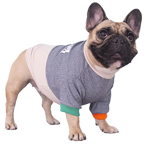 iChoue Pullover für Hunde, Rundhalsausschnitt, Farbblock, Winterkleidung, warme Kleidung für französische Bulldogge, Frenchie Shiba Inu – Grau und Gelb/Medium iChoue Pullover für Hunde, Rundhalsausschnitt, Farbblock, Winterkleidung, warme Kleidung für französische Bulldogge, Frenchie Shiba Inu – Grau und Gelb/Medium von ICHOUE