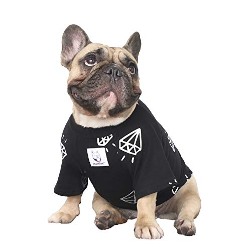 iChoue Rich Dog Series Haustierkleidung Shirt T-Shirt Pullover Tank Top Französische Bulldogge Mops Boston Terrier T-Shirt - Schwarzer Diamant, L von ICHOUE