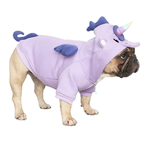 iChoue Unicorn Dog Costumes Hoodie Warm Coat Winter Clothes for French Bulldog Pug Boston Terrier-Purple Unicorn/L Plus von ICHOUE