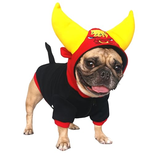 iChoue Wintermantel aus Büffelhorn, für französische Bulldoggen, Mops, englische Bulldoggen, hält Ihre Hunde warm und stilvoll. Fügen Sie Spaß in den Kleiderschrank Ihres Haustieres hinzu, Schwarz / von ICHOUE
