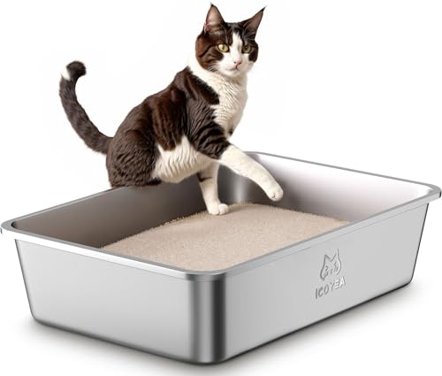 Edelstahl Katzenklo, Große Katzentoilette, XXL Katzentoilette Edelstahl Offen, Metall Katzenklo für Katzen Aller Größen & Kaninchen, Antihaftbeschichtet, Geruchsfrei, Leicht zu Reinigen, 60x40x15cm Edelstahl Katzenklo, Große Katzentoilette, XXL Katzentoilette Edelstahl Offen, Metall Katzenklo für Katzen Aller Größen & Kaninchen, Antihaftbeschichtet, Geruchsfrei, Leicht zu Reinigen, 60x40x15cm von ICOYEA