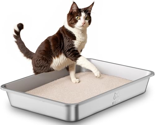 Edelstahl Katzenklo, Große Katzentoilette, XXL Katzentoilette Edelstahl Offen, Metall Katzenklo für Katzen Aller Größen & Kaninchen, Antihaftbeschichtet, Geruchsfrei, Leicht zu Reinigen, 60x40x10cm Edelstahl Katzenklo, Große Katzentoilette, XXL Katzentoilette Edelstahl Offen, Metall Katzenklo für Katzen Aller Größen & Kaninchen, Antihaftbeschichtet, Geruchsfrei, Leicht zu Reinigen, 60x40x10cm von ICOYEA