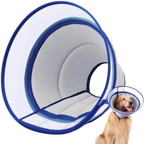 Halskrause Hund Weich, Schutzkragen Leckschutz Hund, Atmungsaktive Hunde Halskrause, Einstellbarer Hundekragen Leckschutz, Leicht Halskrausen für Hunde, Haustier Elisabethanischer(Size 6, Gray) von ICOYEA