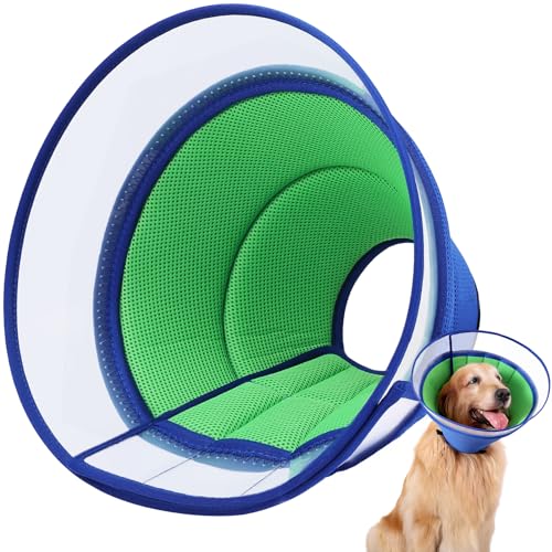 Halskrause Hund Weich, Schutzkragen Leckschutz Hund, Atmungsaktive Hunde Halskrause, Einstellbarer Hundekragen Leckschutz, Leicht Halskrausen für Hunde, Haustier Elisabethanischer(Size 8, Blue) von ICOYEA