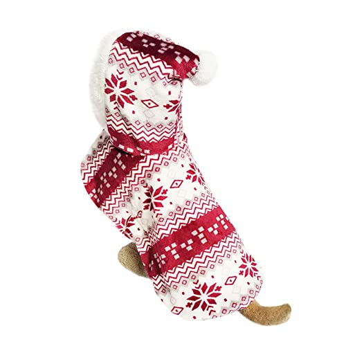 ICTOLOGY Hund Weihnachtskostüm Haustier Weihnachtskostüm Katze Weihnachtskostüm Hund Kapuzenmantel Hund Warme Kleidung für kleine mittlere Hundekatzen, S-2XL von ICTOLOGY