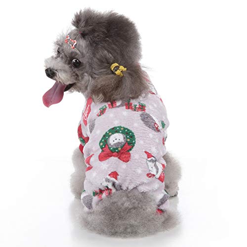 ICTOLOGY Pet Christmas Costume Dog Pajamas Kitten Puppy Christmas Four-Legged Pullover Sweatshirt Fleece Warm Jumpsuit for Teddy, Poodle, Chihuahua, S-XL von ICTOLOGY