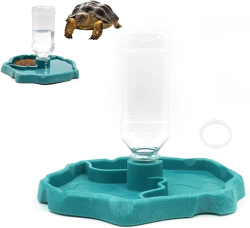 Reptilien Schildkröte Futternapf, 2 in 1 Futternapf für Reptilien,Schildkröte Futternapf Automatisierte,Futter Wasserspender Geeignet für Schildkröten, Geckos, Schlangen von ICompy