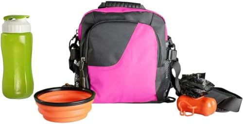 IDEALGROVE Leckerli-Tasche für Hunde mit faltbarem Hundenapf, mit Wasserflasche, Welpen-Trainingstasche mit verstellbarem Gürtel und Schultergurt für Spaziergänge, Reisen, 3 Tragevarianten, für den von IDEALGROVE