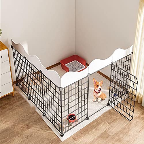 Hundelaufstall Faltbar Mit Tür, Kleintiergehege Welpenauslauf Freigehege Gittergehege Für Kaninchen Aus Metallgitter Für Innen, Außen, Terrasse, Hunde, Kaninchen (Size : 111 * 111 * 57cm(6pc)) von IDEAX
