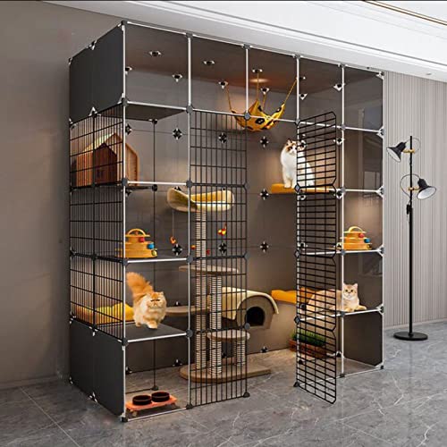 IDEAX Panoramische Transparente Katzenhaus Katzenkäfig Gitterzaun DIY Aus Metallgitter Katzen-Condo-Käfig Für 1-4 Katzen - Für Draußen/Indoor/Balkon/terrasse (Color : C, Size : 179 * 75 * 182cm) von IDEAX