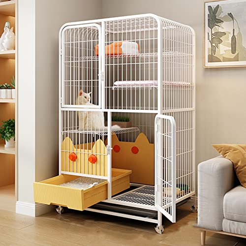 Katzenkäfig, Katzenzaun Für Den Innenbereich Haustierkäfig Aus Vierkantrohr Mit Integrierter Katzentoilette - FüR DraußEn/Indoor/Balkon/Zuhause/Terrasse (Color : White-B, Size : 78 * 55 * 133CM) von IDEAX