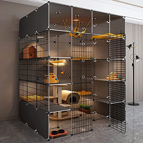 Panoramische Transparente Katzenhaus Katzenkäfig Gitterzaun DIY Aus Metallgitter Katzen-Condo-Käfig Für 1-4 Katzen - Für Draußen/Indoor/Balkon/terrasse(A,147 * 111 * 182cm) von IDEAX