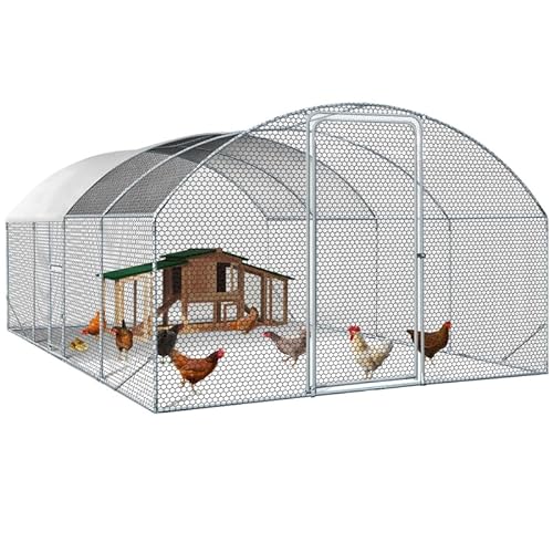 IDMarket – Freigehege für Hühnerstall, Gitter, 3 x 5 m, mit Seitentür und Dach aus verzinktem Stahl, 15 m² von IDMarket