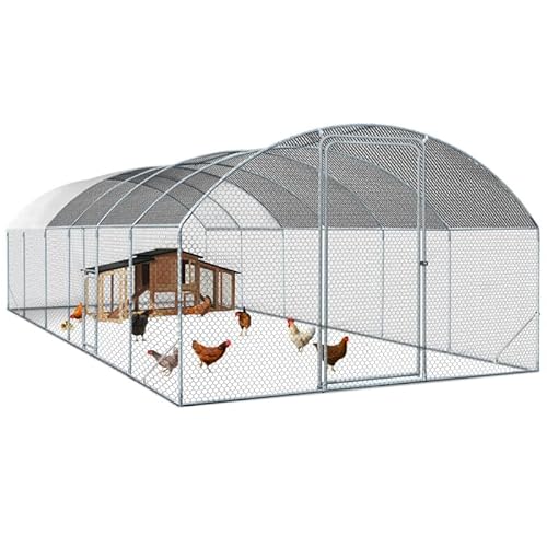 IDMarket – Freigehege für Hühnerstall, Gitter, 3 x 7,5 m, mit Seitentür und Kuppeldach, 22,5 m² von IDMarket