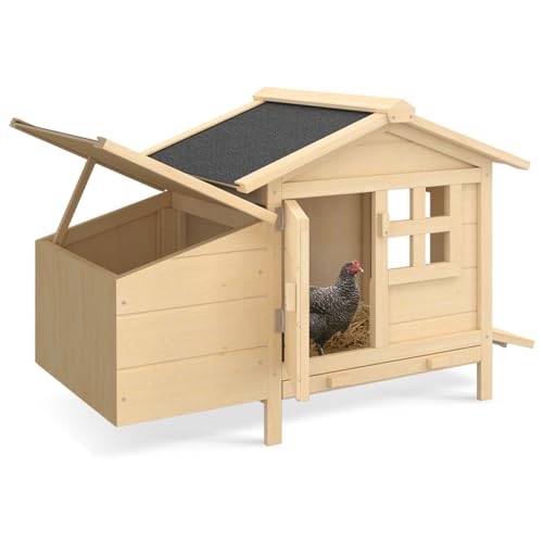 IDMarket - Hühnerstall auf Stelzen mit Legenest aus Holz: Schützt Hühner vor Raubtieren, erhöhtes Nest, einfach zu reinigen, für 2-3 Hühner, Maße: L. 99 x B. 55 x H. 66 cm, Grau von IDMarket