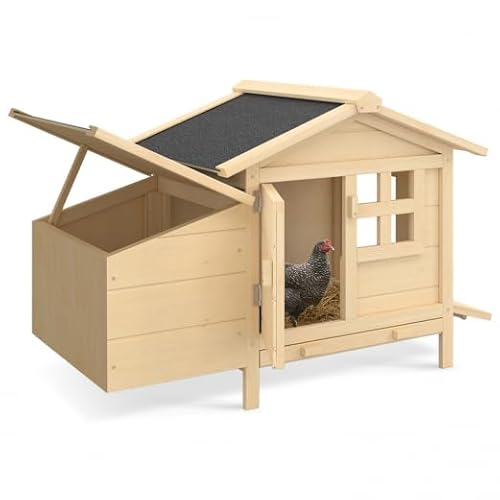IDMarket - Hühnerstall auf Stelzen mit Legenest aus Holz: Schützt Hühner vor Raubtieren, erhöhtes Nest, einfach zu reinigen, für 2-3 Hühner, Maße: L. 99 x B. 55 x H. 66 cm, Grau von IDMarket