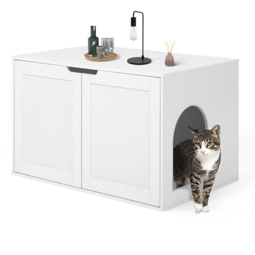 IDMarket - Katzentoilette mit Doppeltüren, Weiß von IDMarket